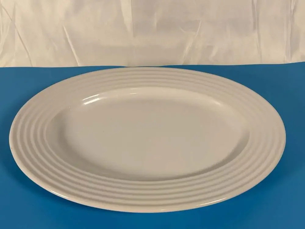 The Main Ingredients White Ribbed Rim Oval Serving Platter